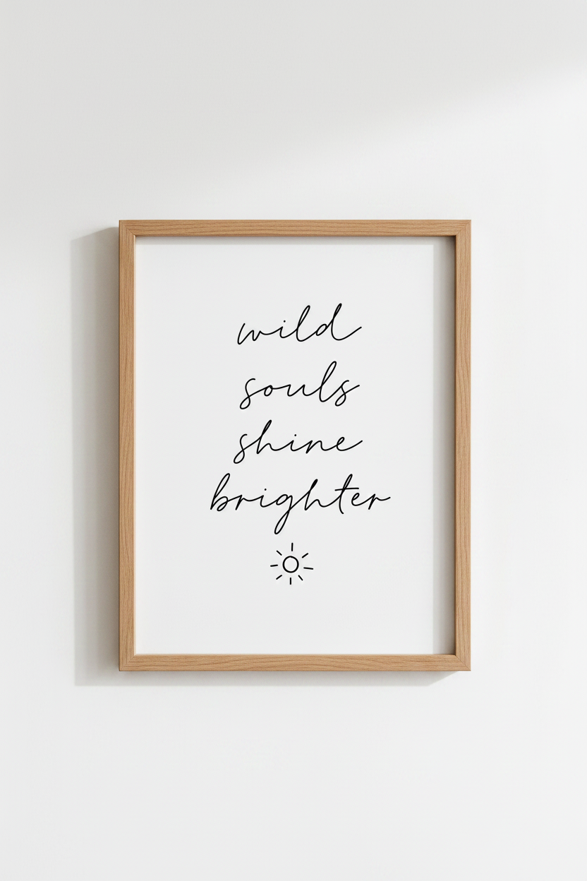 Wild Souls Shine Brighter Quote Print | Boho Nursery Decor | Minimalist Poster
