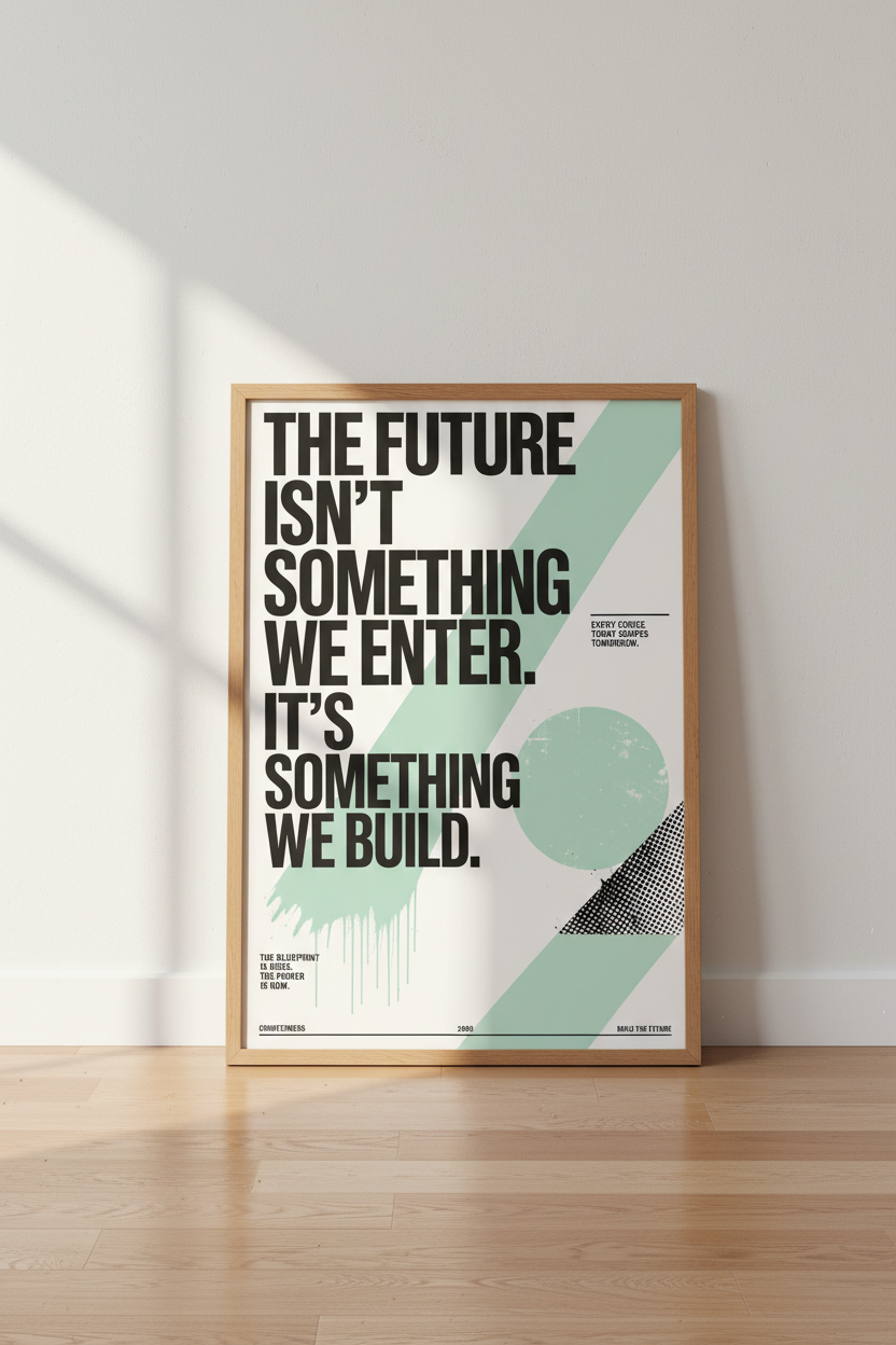Modern Typography Future Quote Art | Sage Green Poster, Office &amp; Studio Wall Decor