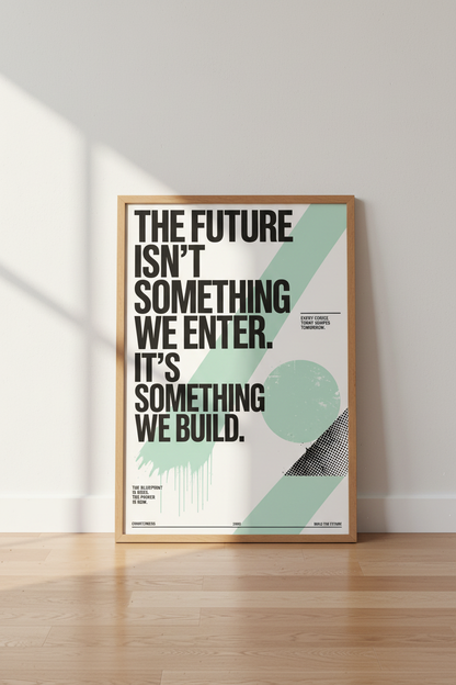 Modern Typography Future Quote Art | Sage Green Poster, Office &amp; Studio Wall Decor