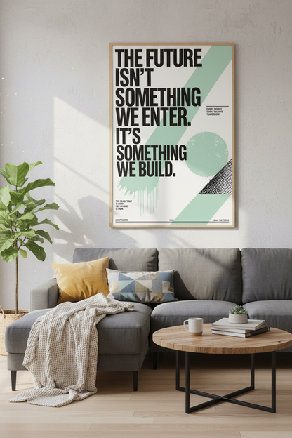 Modern Typography Future Quote Art | Sage Green Poster, Office &amp; Studio Wall Decor