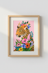 Cheetah Floral Wall Art Print | Pink Maximalist Leopard Decor | Aesthetic Flower Poster