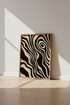 Abstract Zebra Swirl Wall Art | Black Beige Modern Decor | Neutral Poster
