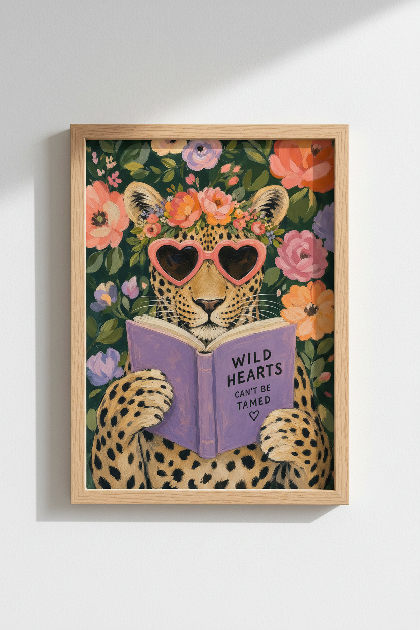 Eclectic Leopard Wall Art Print | Maximalist Cheetah Poster | Whimsical Animal Decor