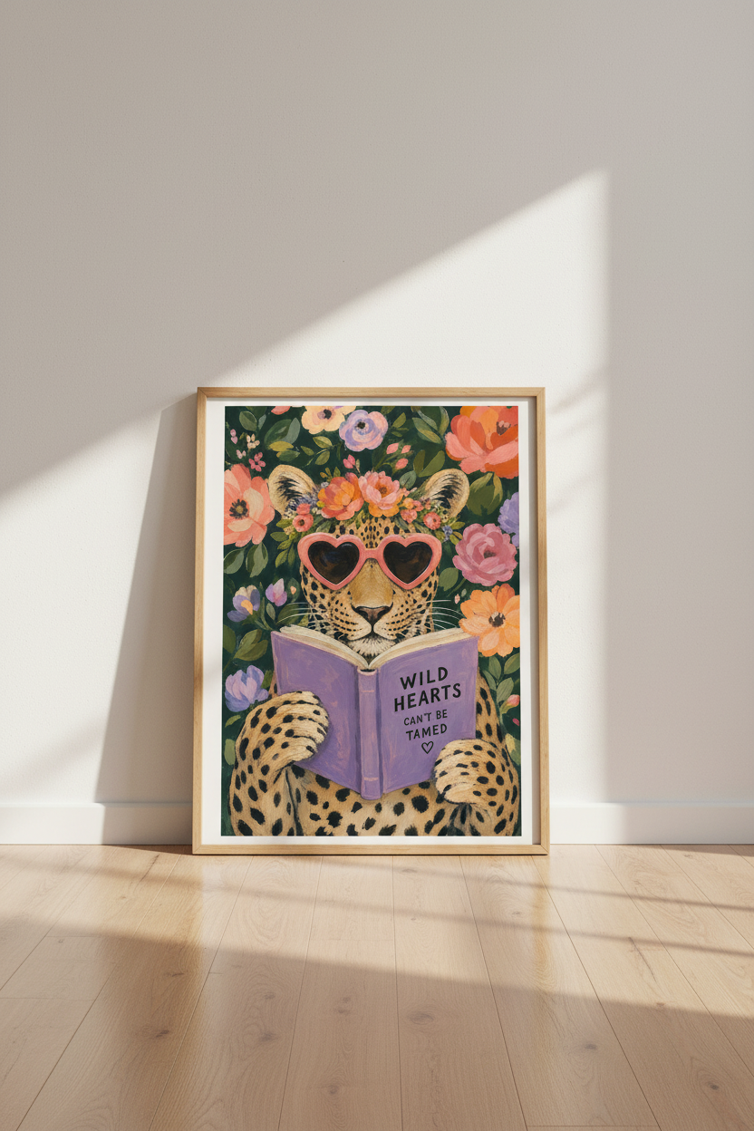 Eclectic Leopard Wall Art Print | Maximalist Cheetah Poster | Whimsical Animal Decor