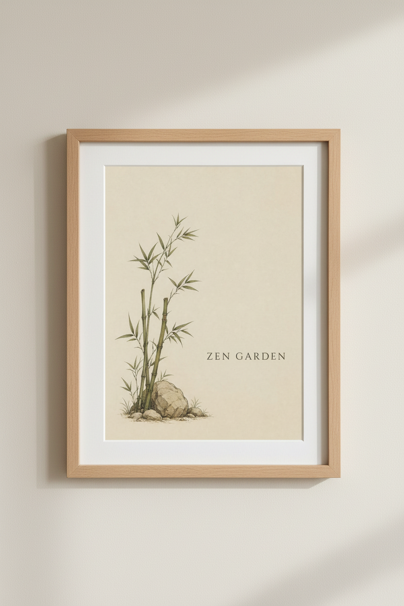 Minimal Bamboo Wall Art Print | Living Room Decor | Zen Poster