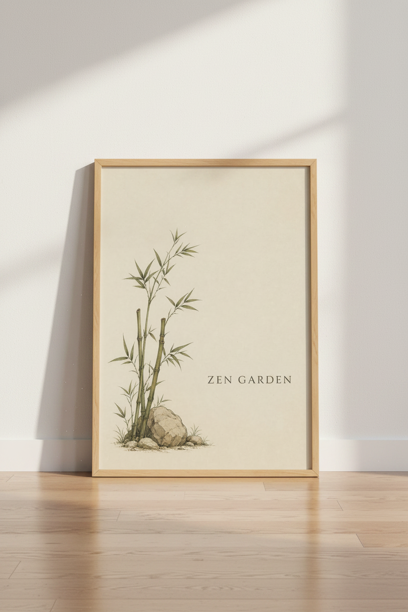 Minimal Bamboo Wall Art Print | Living Room Decor | Zen Poster