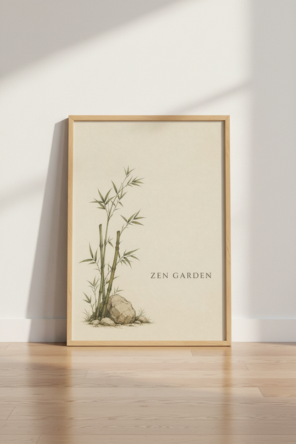 Minimal Bamboo Wall Art Print | Living Room Decor | Zen Poster