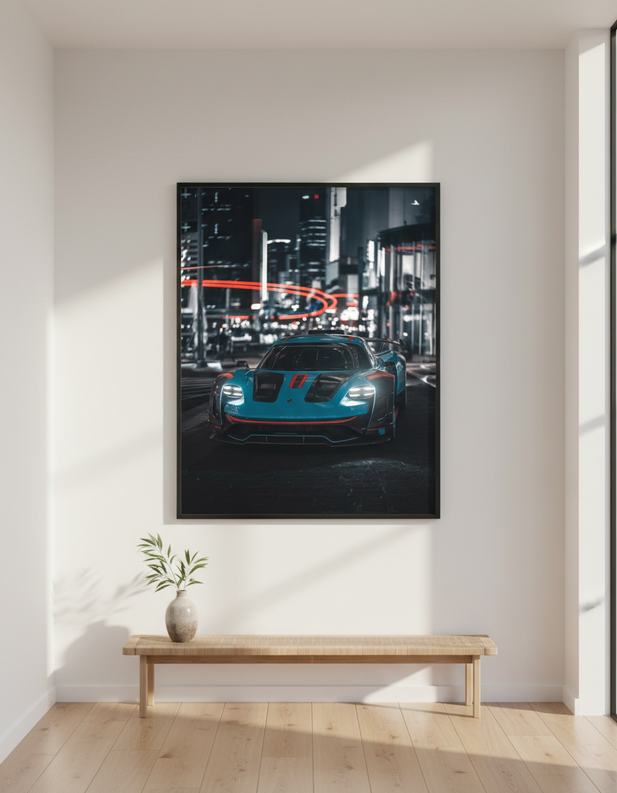 Automotive Wall Art Print | Teal Sports Car Poster | Car Guy Gift | Man Cave Garage Decor | Modern Luxury Car Art | Supra GTR