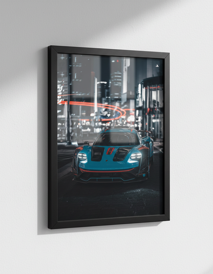 Automotive Wall Art Print | Teal Sports Car Poster | Car Guy Gift | Man Cave Garage Decor | Modern Luxury Car Art | Supra GTR