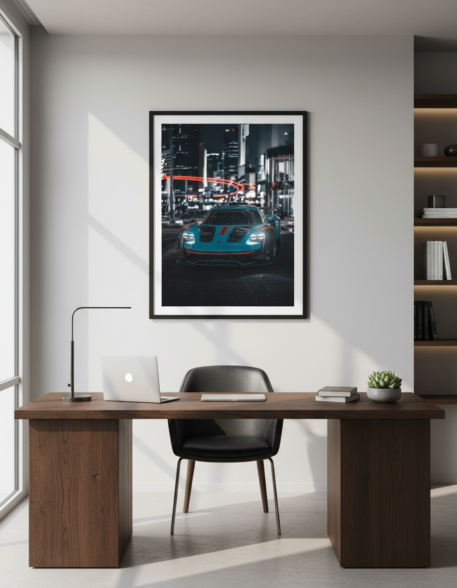 Automotive Wall Art Print | Teal Sports Car Poster | Car Guy Gift | Man Cave Garage Decor | Modern Luxury Car Art | Supra GTR