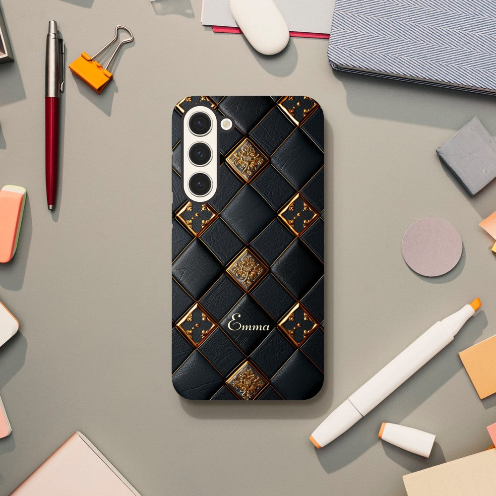Luxury Checkers Pattern Phone Case for Samsung Galaxy S23, S22 Ultra, S21, S20, Custom Design