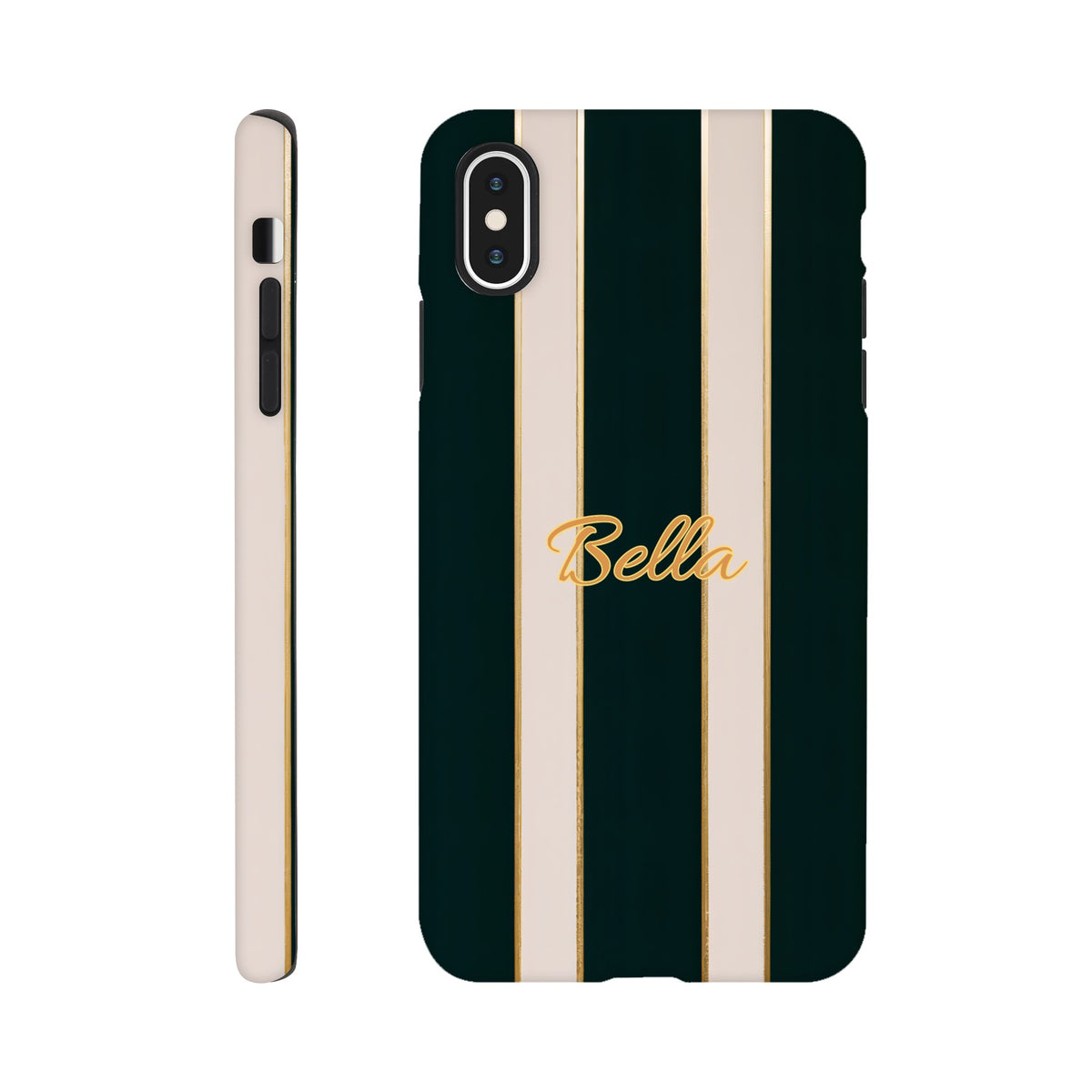 Elegant Striped Phone Case - Black &amp; Cream Design with Gold Accents for iPhone &amp; Samsung | Luxury Protection iPhone XS Max