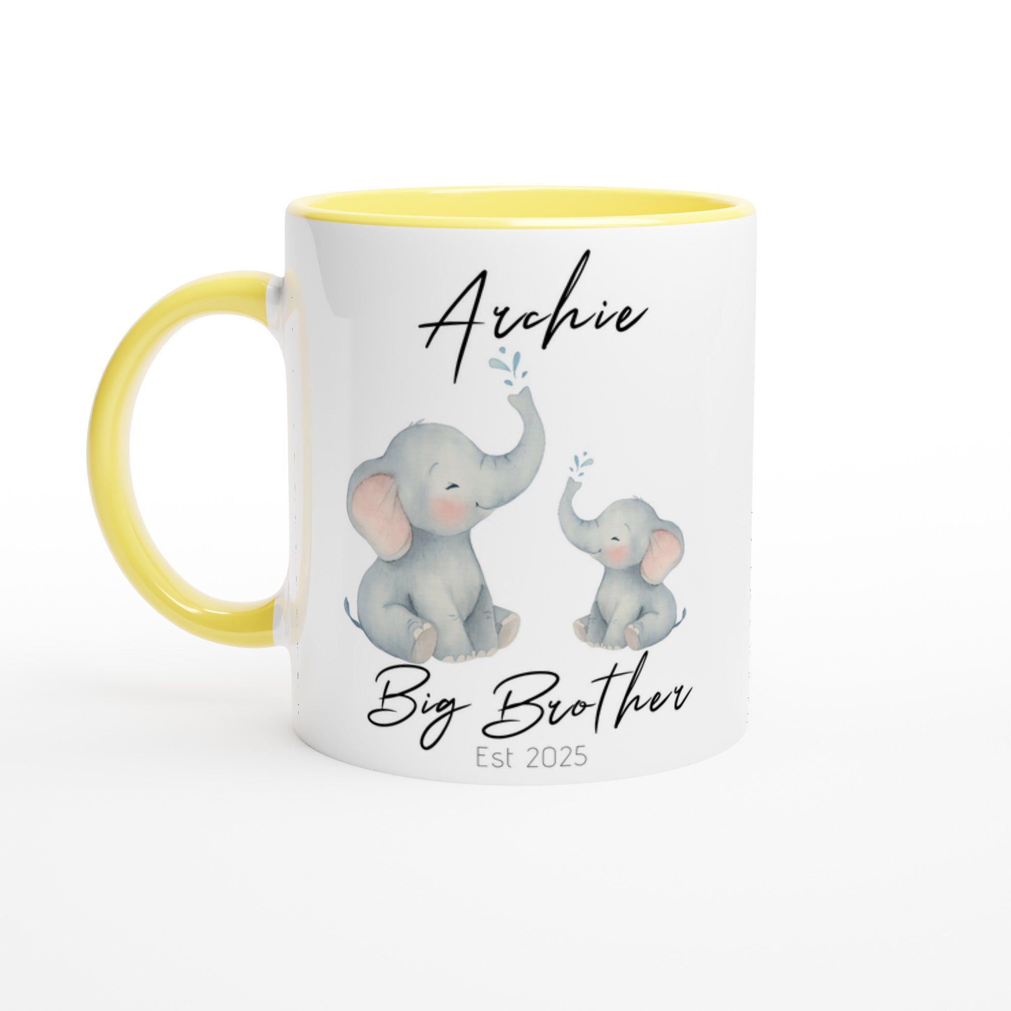 Big Brother or Big Sister Mug - Custom Pregnancy Announcement Gift - 11oz Ceramic Coffee Cup Ceramic Yellow