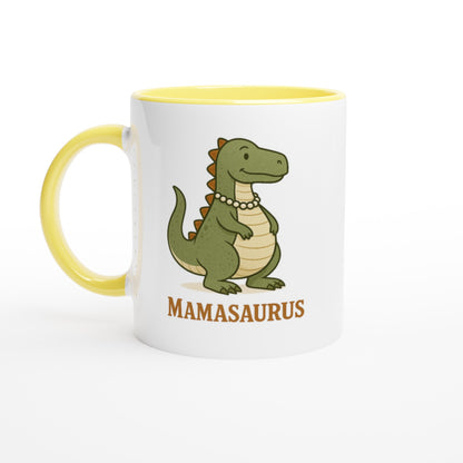 Mamasaurus Mug - Cute Dinosaur Coffee Cup - Perfect Gift for Moms Ceramic Yellow