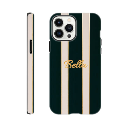 Elegant Striped Phone Case - Black &amp; Cream Design with Gold Accents for iPhone &amp; Samsung | Luxury Protection iPhone 13 Pro Max