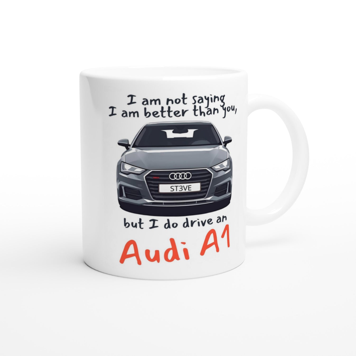 Personalized Audi Mug - 11oz Ceramic Coffee Cup for Car Lovers - Dishwasher &amp; Microwave Safe Ceramic White