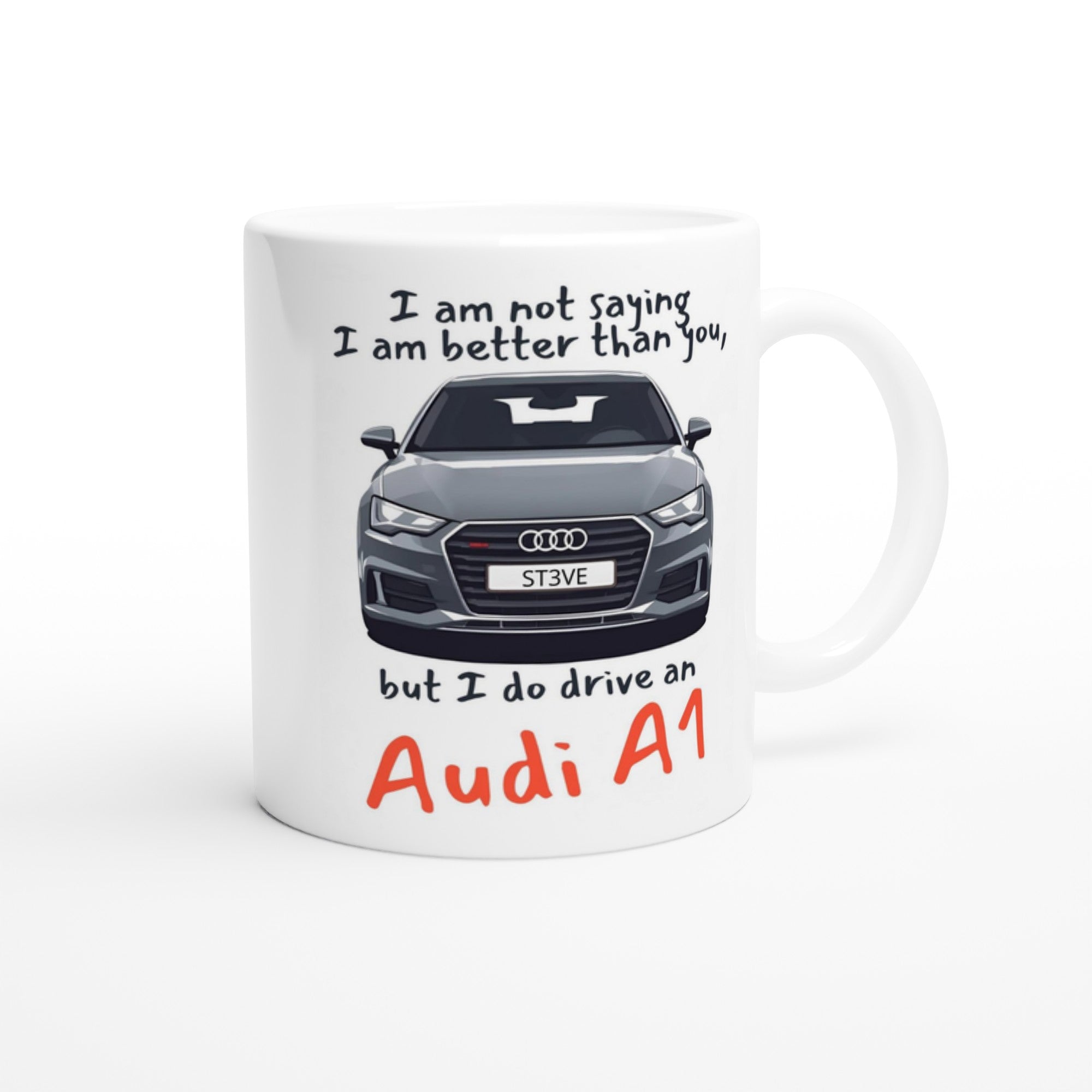 Personalized Audi Mug - 11oz Ceramic Coffee Cup for Car Lovers - Dishwasher &amp; Microwave Safe Ceramic White