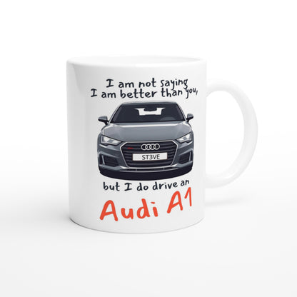Personalized Audi Mug - 11oz Ceramic Coffee Cup for Car Lovers - Dishwasher &amp; Microwave Safe Ceramic White
