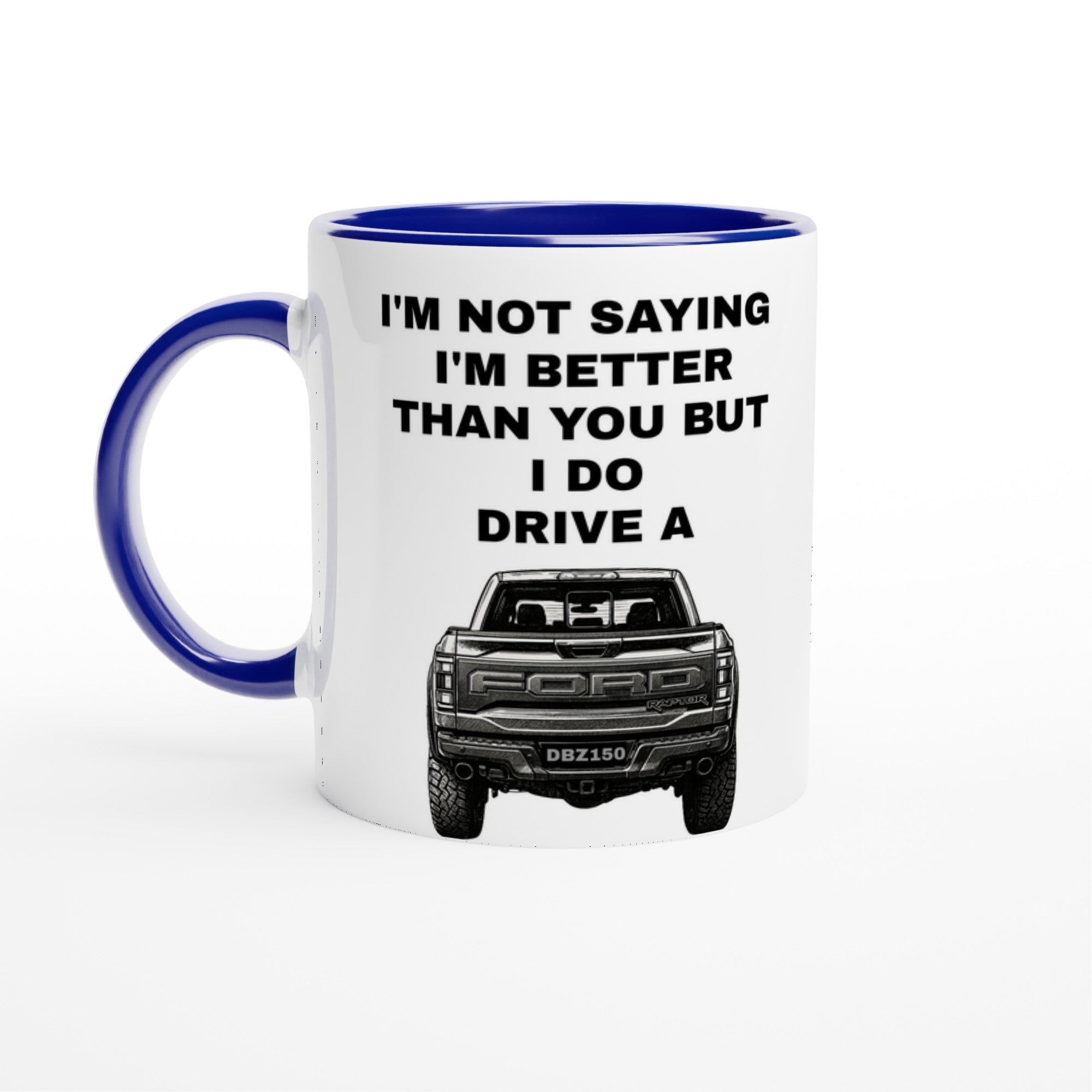 Funny Personalized Ford Raptor Mug - Custom Truck Lover Gift - 11oz Ceramic Coffee Cup Ceramic Blue