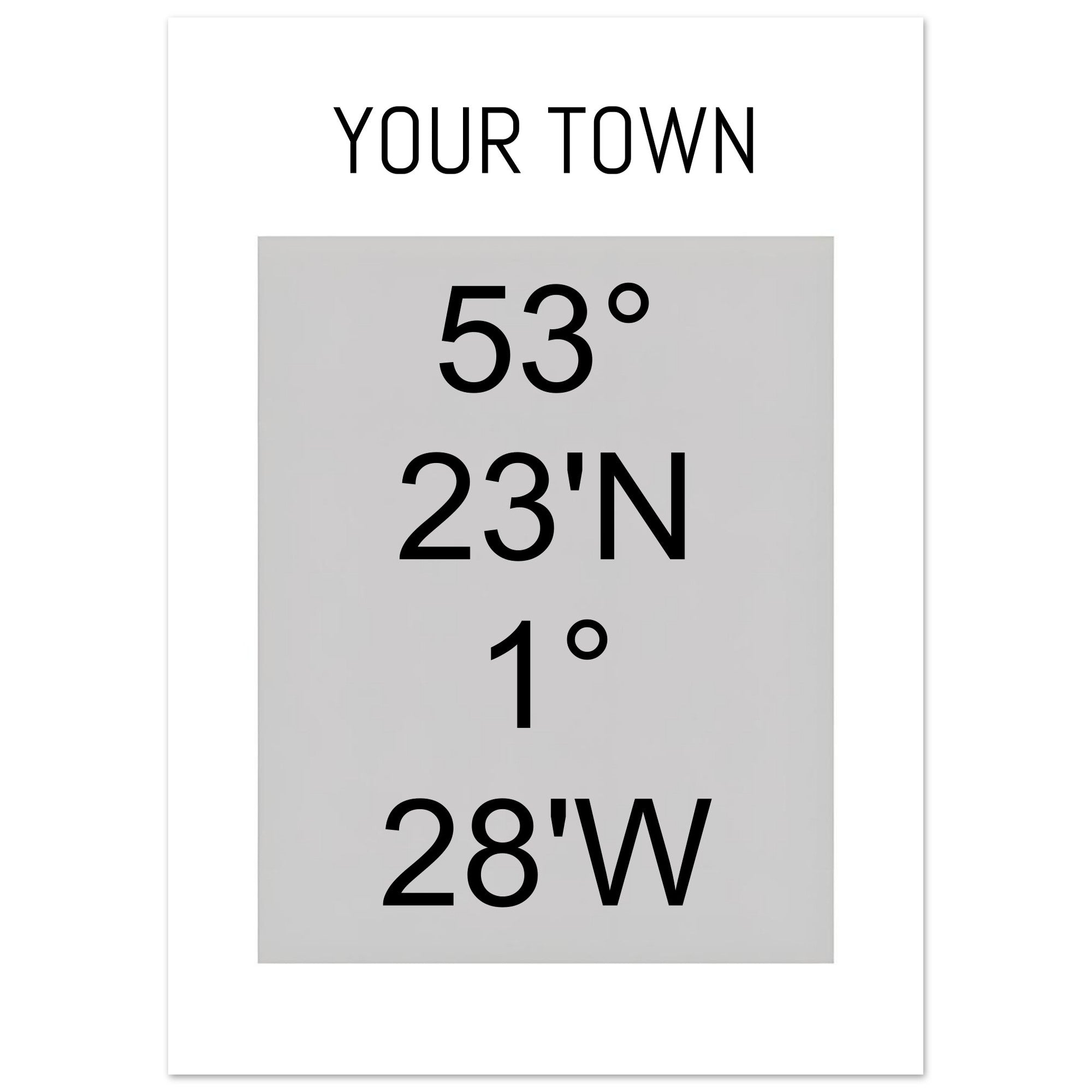 Personalized Map or Custom Location Coordinates Poster Print | Minimalist Unframed Wall Art Decor A3 A4 A5 50x70 cm 20x28″ Black and Grey