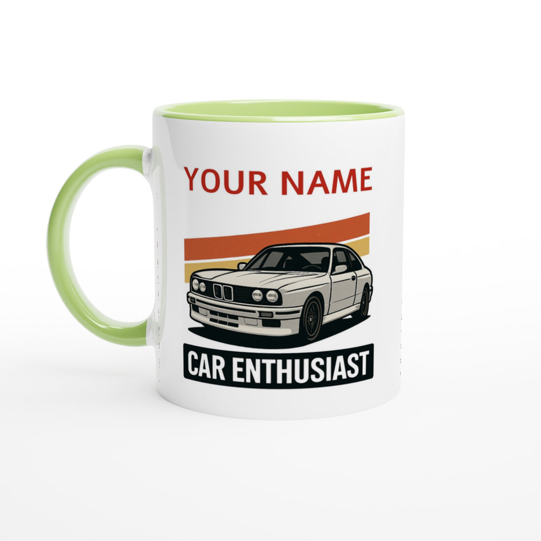 Personalized BMW Car Enthusiast Mug - Custom Name Coffee Cup - Perfect Gift for Car Lovers Ceramic Green