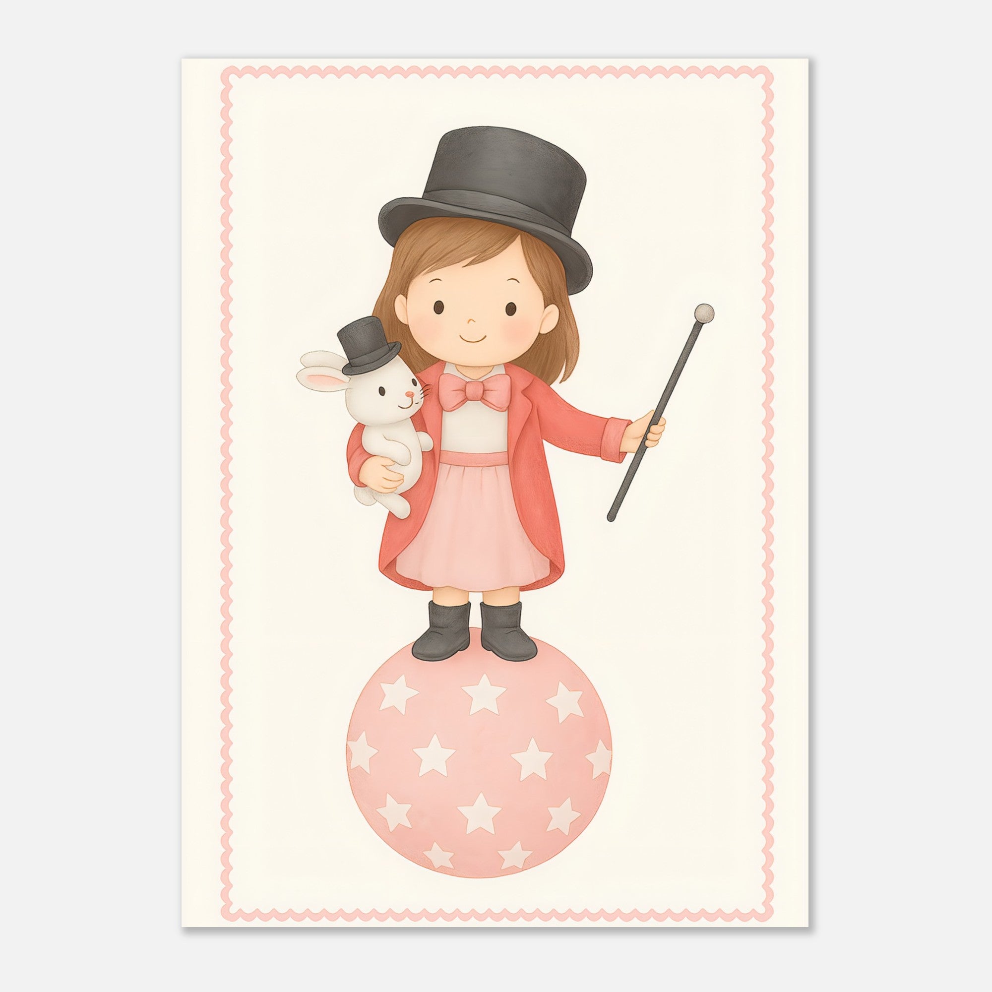 Whimsical Circus Girl Poster - Classic Wall Art for Kids Nursery - Fun &amp; Playful Decor Print
