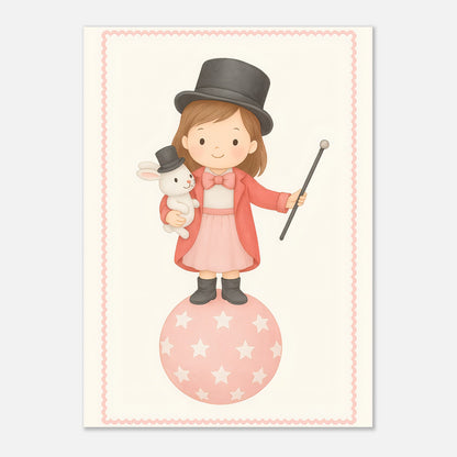 Whimsical Circus Girl Poster - Classic Wall Art for Kids Nursery - Fun &amp; Playful Decor Print