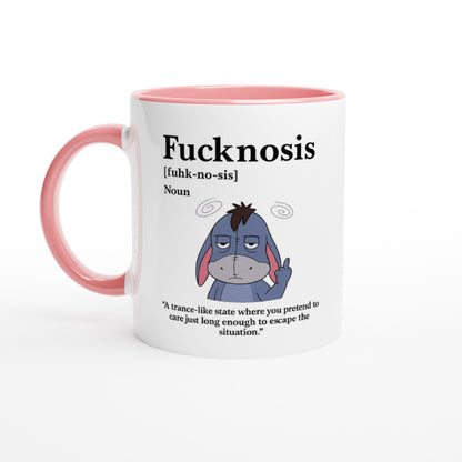 Funny F*cknosis Mug – Sarcastic Definition Coffee Cup with Dog, Cat, Bear, or Horse Design – 11oz Ceramic Humor Gift Ceramic Pink Donkey