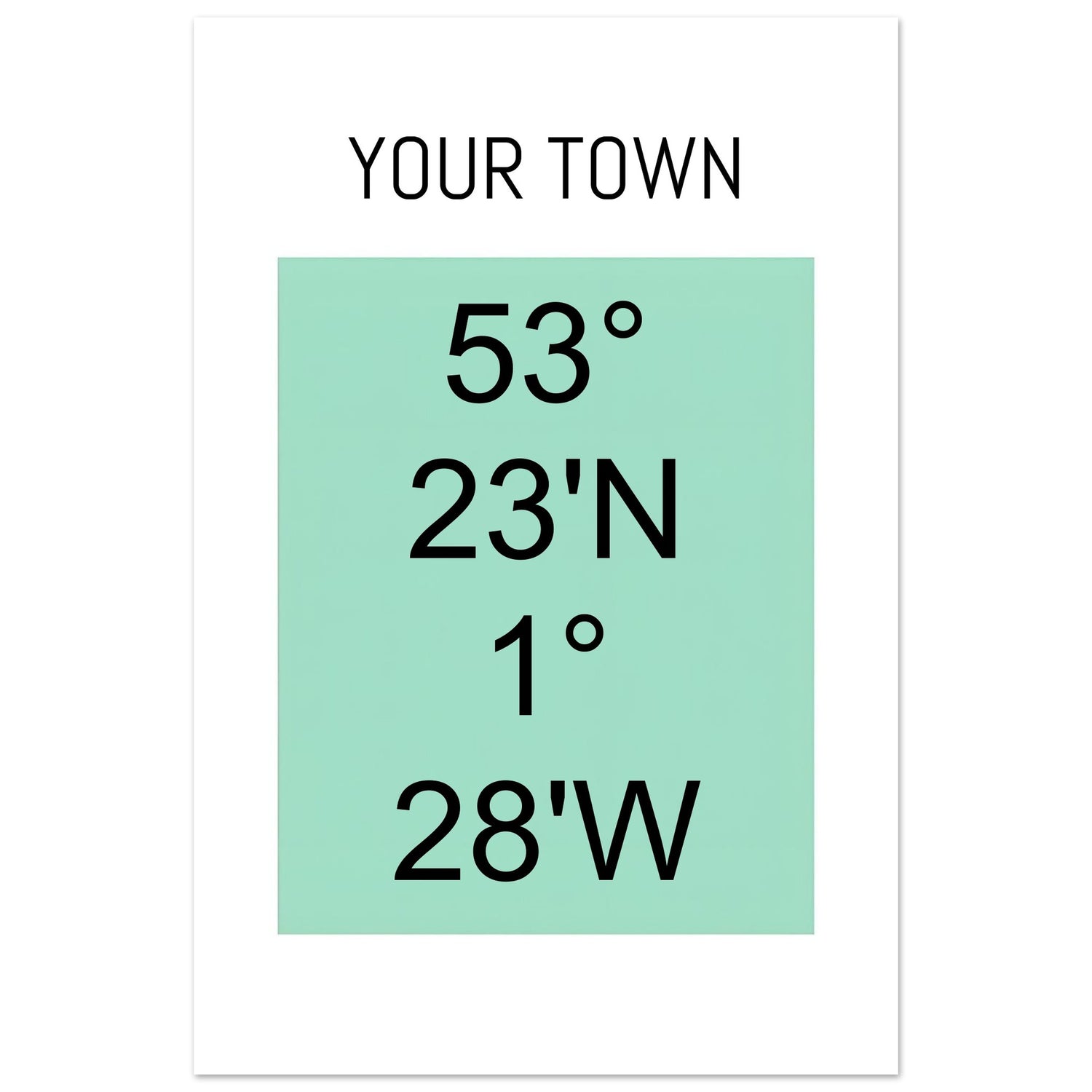 Personalized Map or Custom Location Coordinates Poster Print | Minimalist Unframed Wall Art Decor A3 A4 A5 60x90 cm 24x36″ Black and Green