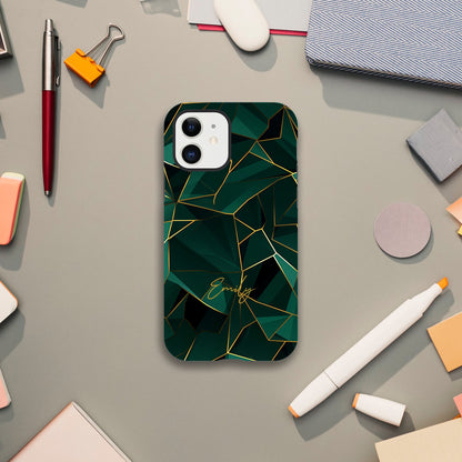 Personalized Emerald Green Tough iPhone Case - Luxury Double-Layer Protection iPhone 12