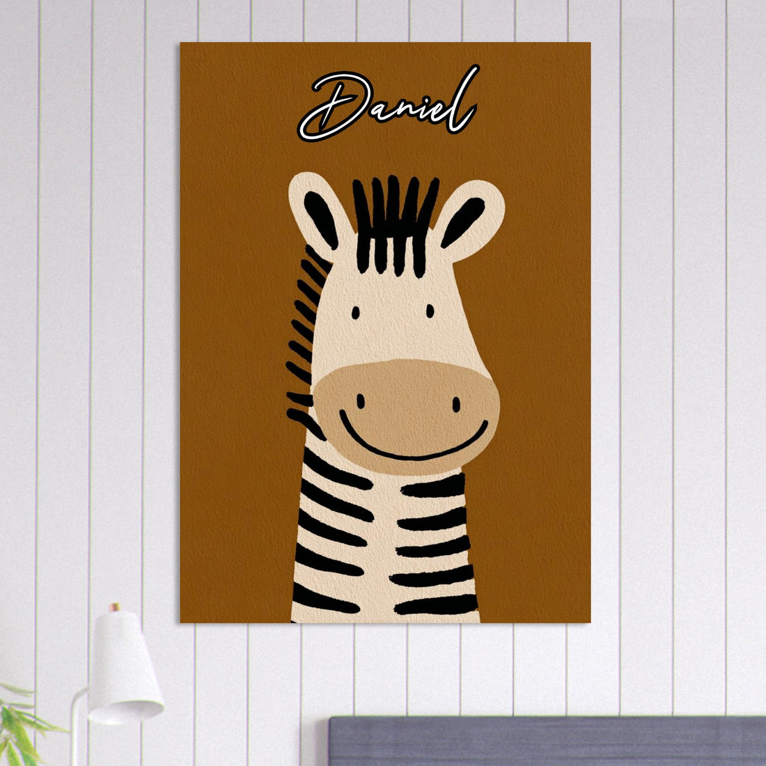 Personalized Cute Zebra Nursery Poster - Wild Animal Wall Art - Custom Kids Print A0 (84.1 x 118.9 cm)