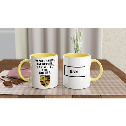 Porsche Passion: Personalized Ceramic Coffee Mug Ceramic Yellow