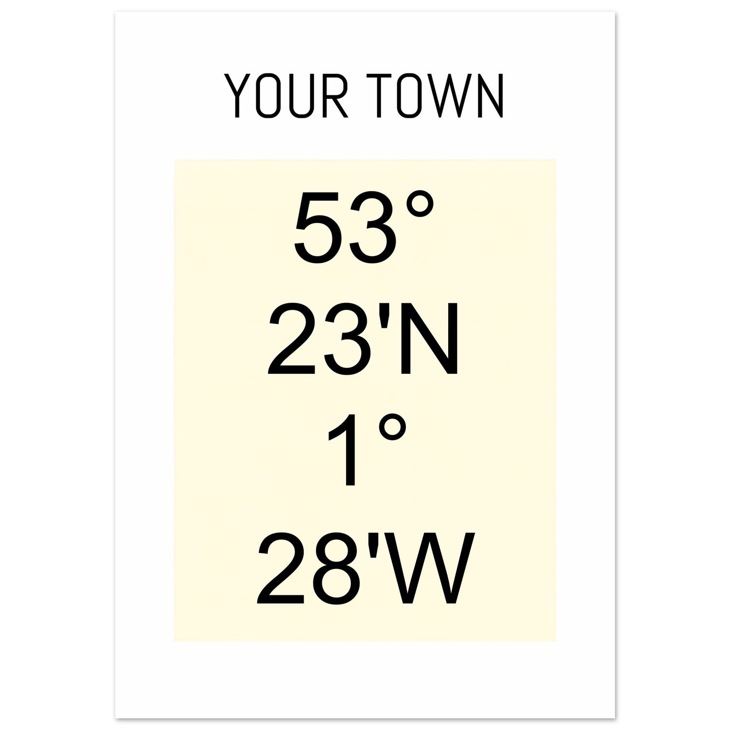 Personalized Map or Custom Location Coordinates Poster Print | Minimalist Unframed Wall Art Decor A3 A4 A5 A2 (42 x 59.4 cm) Beige and Black