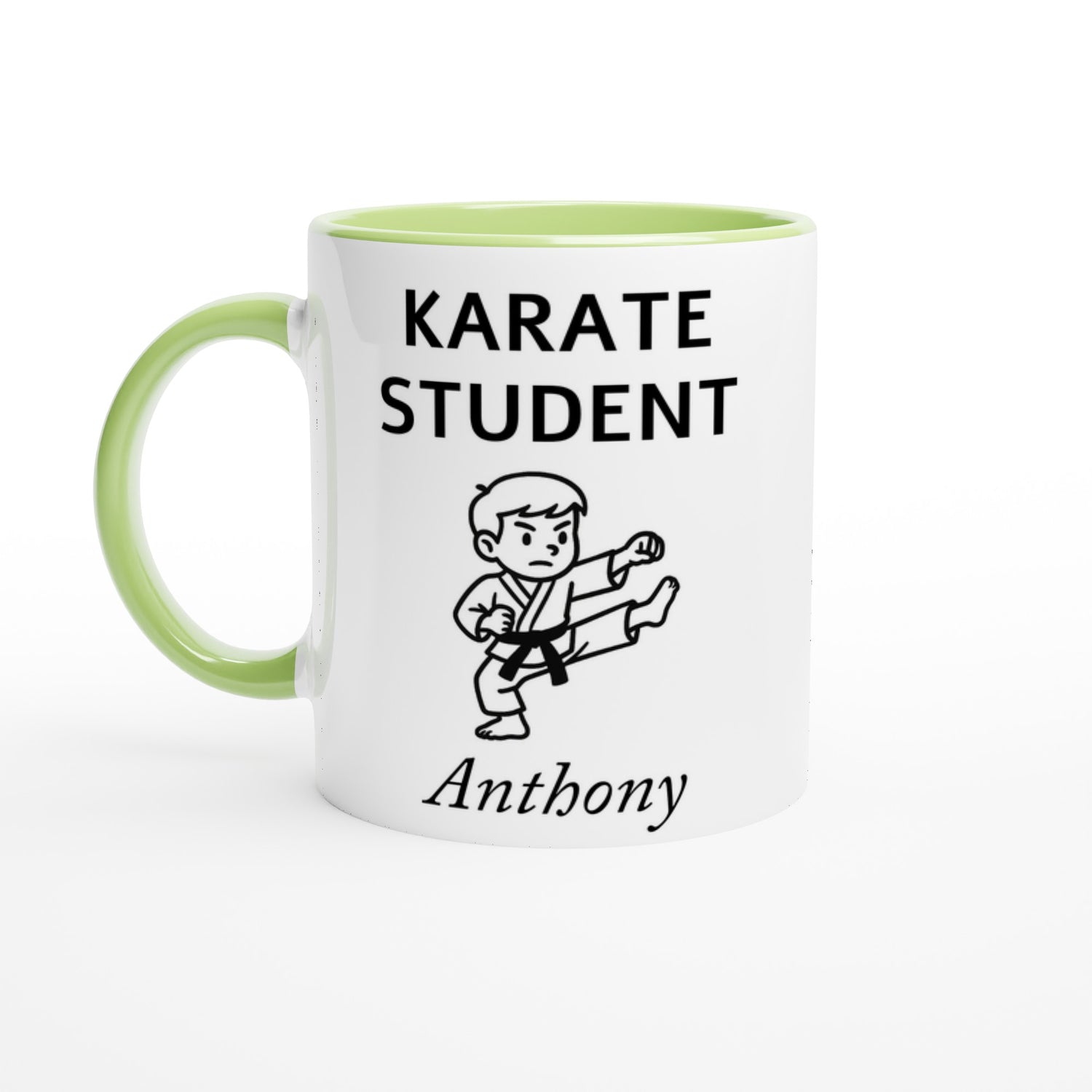 Personalized Karate Student Mug - Custom Name Coffee Cup - Perfect Gift for Karate Enthusiasts Ceramic Green