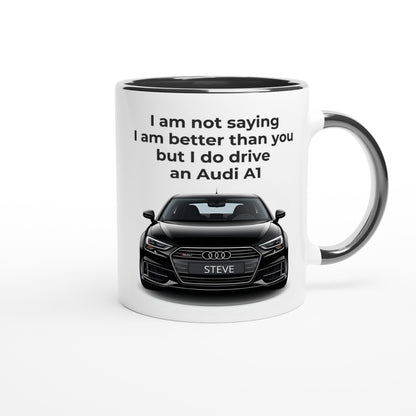 Funny Personalized Audi Car Mug - 11oz Ceramic Coffee Cup for Car Lovers - Dishwasher &amp; Microwave Safe Ceramic Black