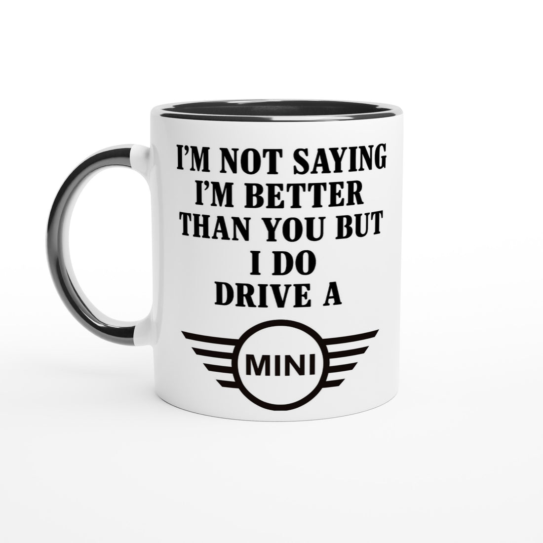 Funny Mini Mug - 11oz Car Driver Gift, Bold Statement Coffee Cup in multiple colors Ceramic Black