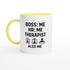 Boss: Me HR = Me, Therapist Also Me Mug - Funny Freelancer Gift - Entrepreneur Coffee Cup - Solopreneur Self Employed Office Humor Ceramic Yellow