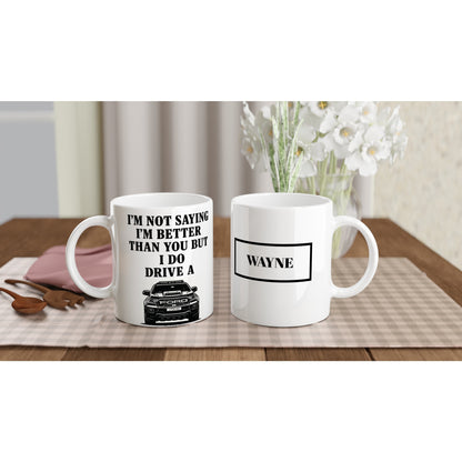 Personalized Ford Ranger Wildtrak Mug - Modified Car Lover Dad Gift 11oz - Add Your Own Name and Number Plate Ceramic White