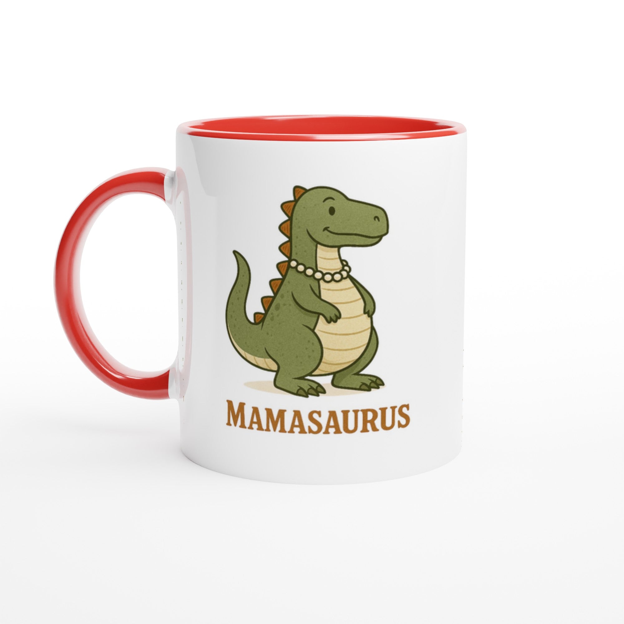 Mamasaurus Mug - Cute Dinosaur Coffee Cup - Perfect Gift for Moms Ceramic Red