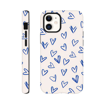 Blue Hearts Phone Case - Cute Minimalist Pattern for iPhone &amp; Samsung | Romantic Design Protection iPhone 12 Mini