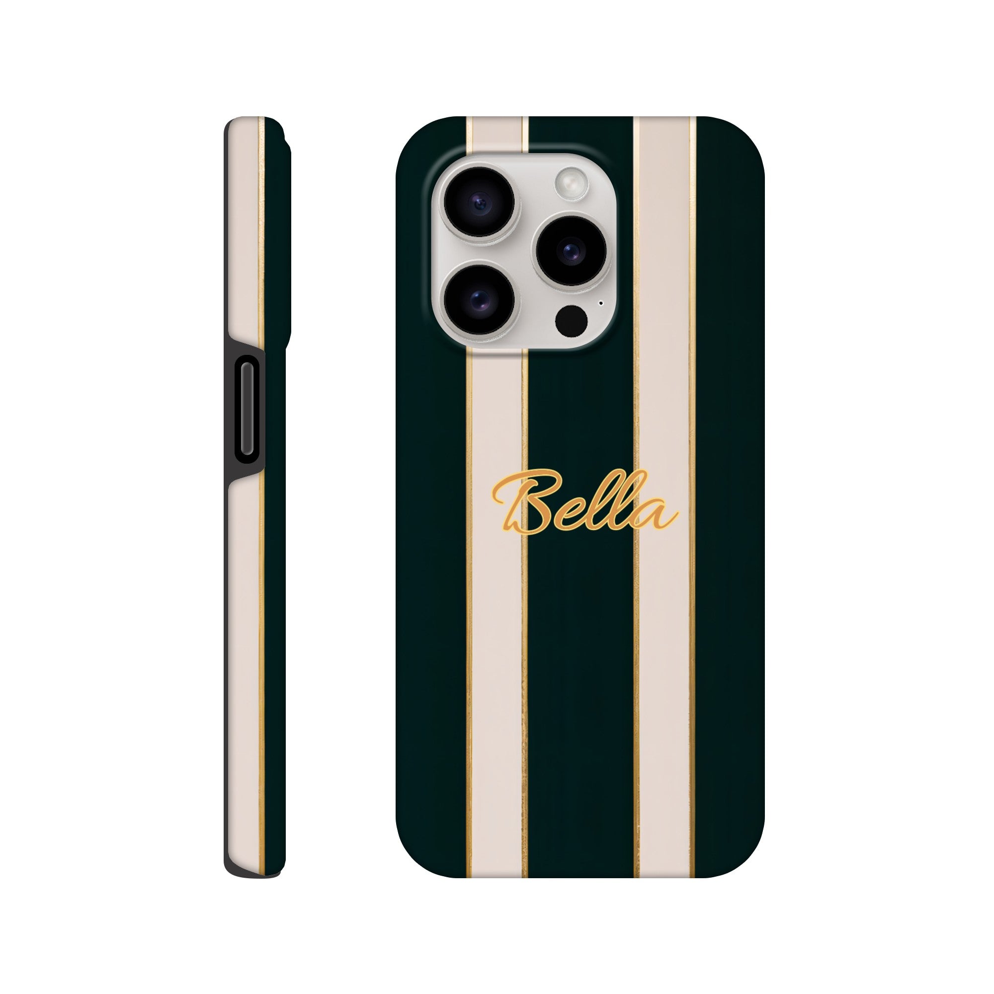 Elegant Striped Phone Case - Black &amp; Cream Design with Gold Accents for iPhone &amp; Samsung | Luxury Protection iPhone 15 Pro
