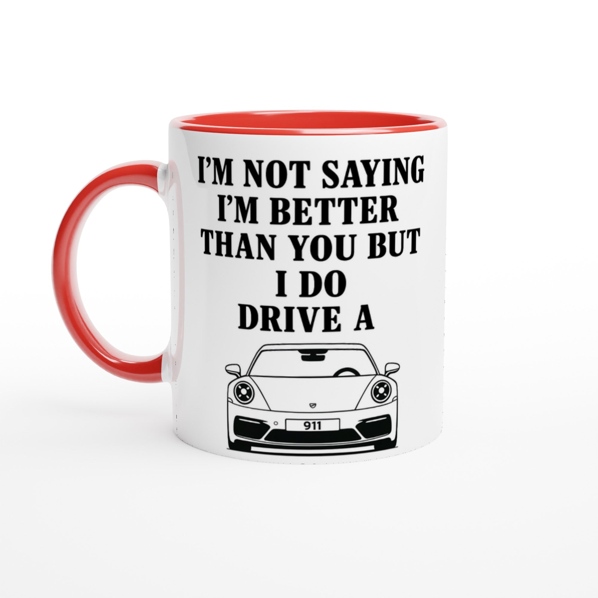 Funny Porsch Mug - 11oz Luxury Car Driver Gift - Ceramic Coffee Cup Ceramic Red