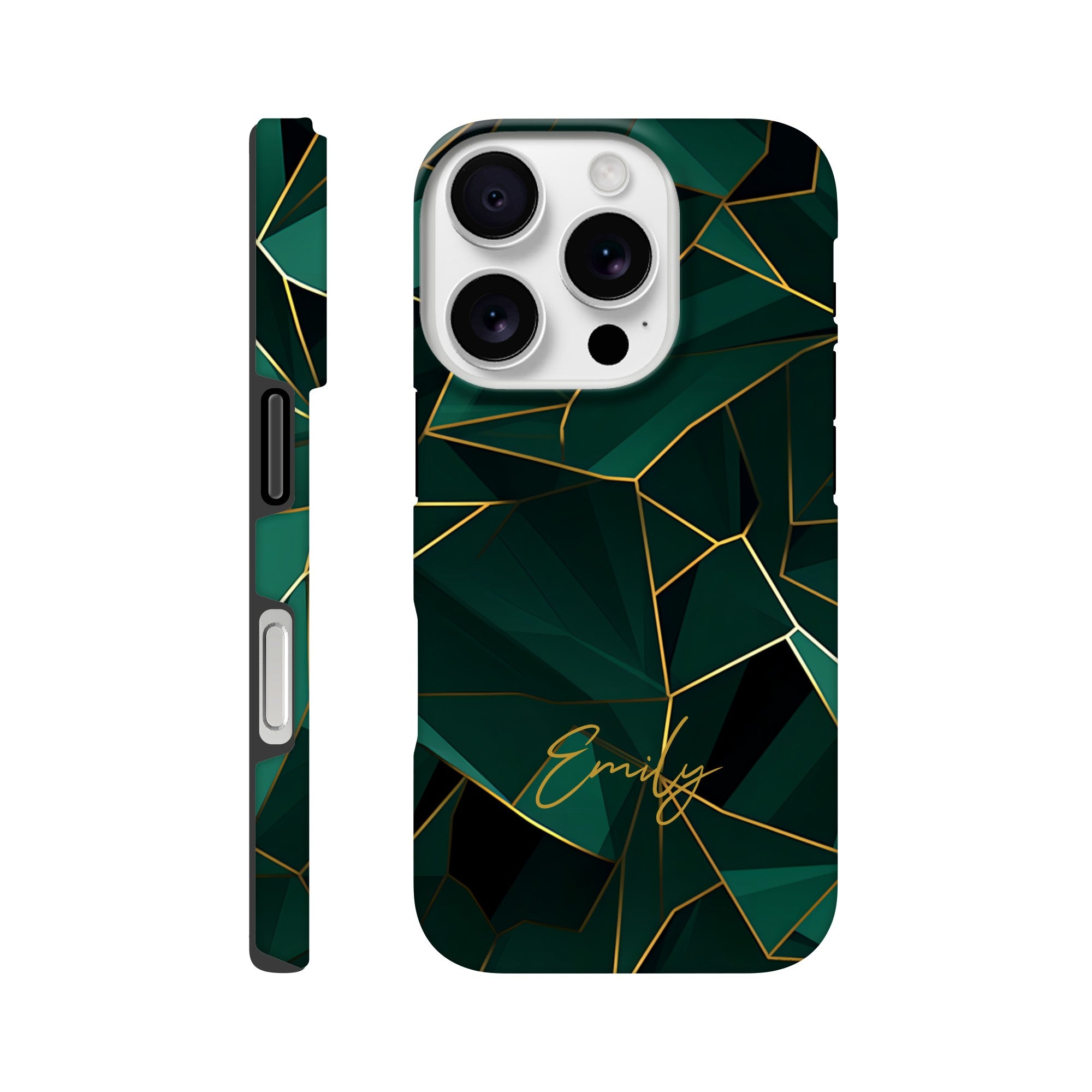 Personalized Emerald Green Tough iPhone Case - Luxury Double-Layer Protection