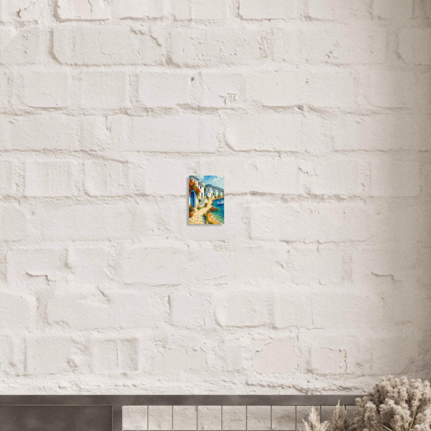 Greek Coastline Watercolor Poster | Mediterranean Seaside Art Print | Unframed Coastal Decor 13x18 cm 5x7″