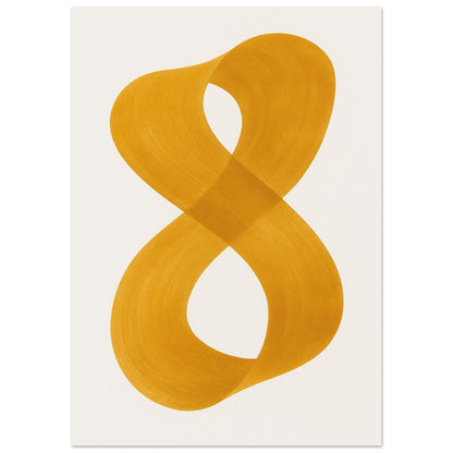 Infinity Abstract Brushstroke Art Print - Modern Minimalist Poster in Pink, Blue, Ochre, Black A1 (59.4 x 84.1 cm) Ochre