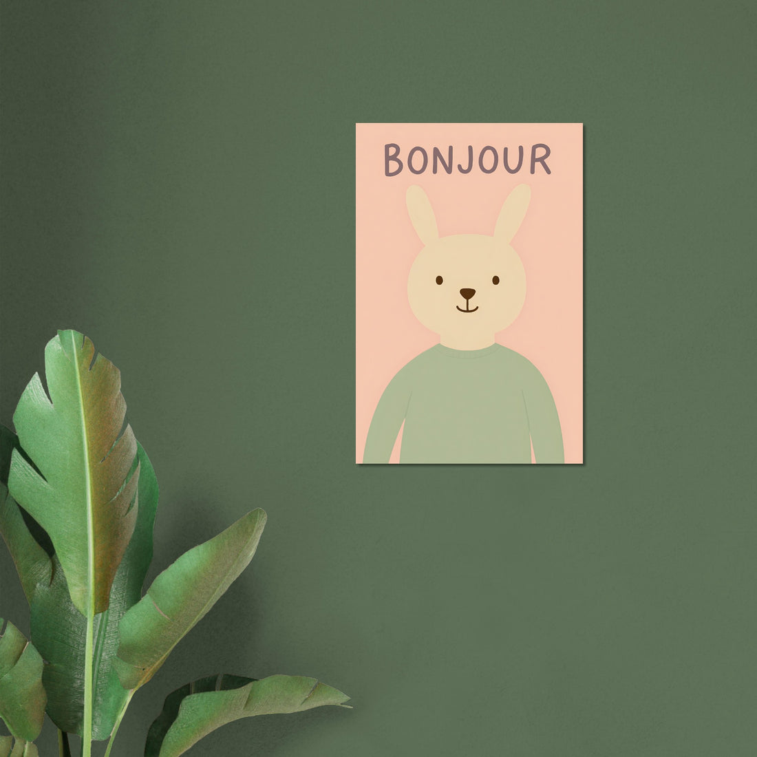 Bonjour Bunny Poster - Adorable Nursery Decor for Baby Girl - Classic Matte Art Print 60x90 cm 24x36″