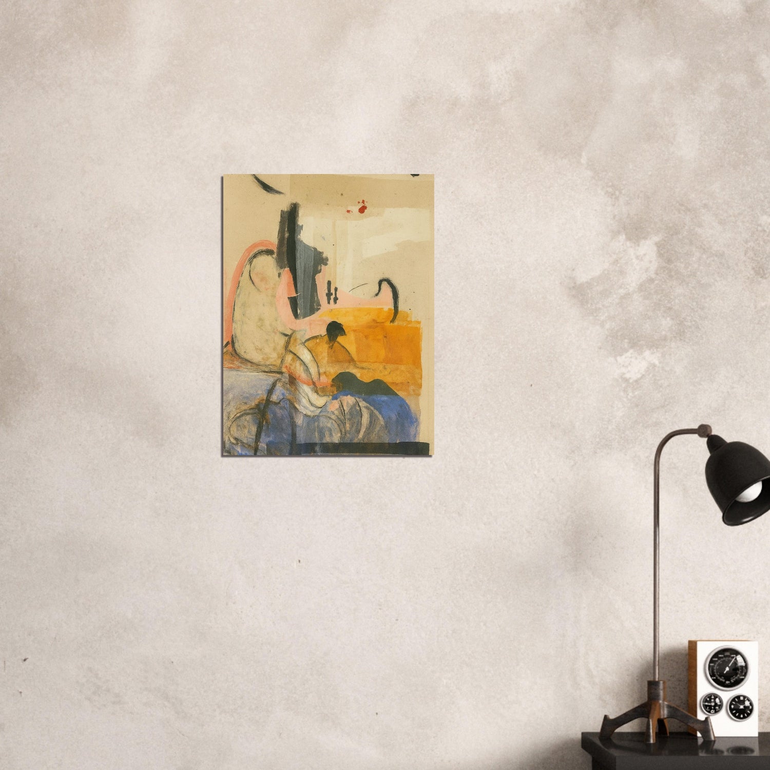 Echoes in Ochre: Modern Abstract Watercolor Poster (A3 Size | Vertical | Textured Art Print) 45x60 cm 18x24″