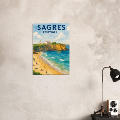 Sagres Portugal Beach Art Print – Coastal Watercolor Poster, Unframed Travel Wall Art in A3/A4 Sizes 50x70 cm 20x28″