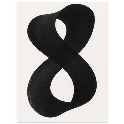 Infinity Abstract Brushstroke Art Print - Modern Minimalist Poster in Pink, Blue, Ochre, Black 15x20 cm 6x8″ Black