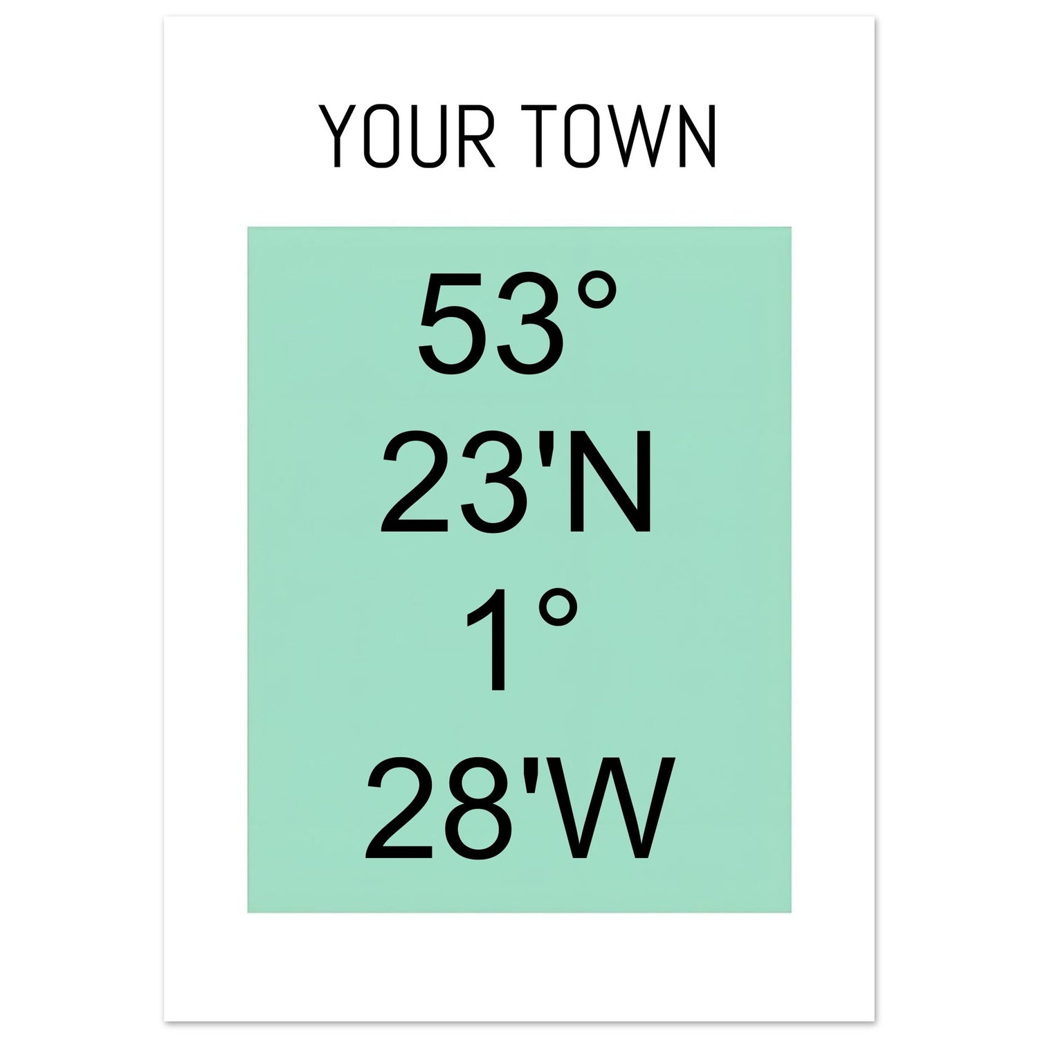 Personalized Map or Custom Location Coordinates Poster Print | Minimalist Unframed Wall Art Decor A3 A4 A5 A2 (42 x 59.4 cm) Black and Green
